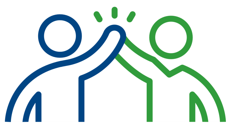 Icon of two people giving high-five.